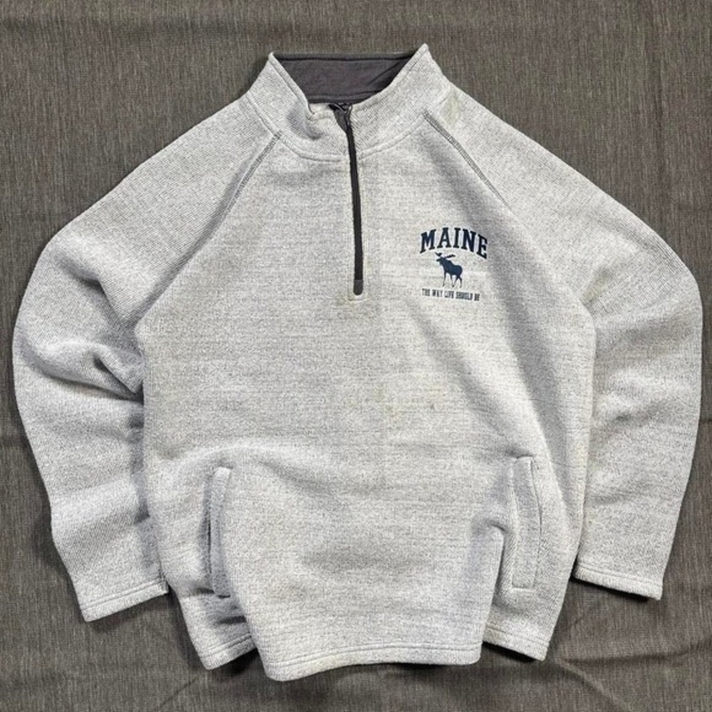 Grey Isaac's Designs Maine Quarter Zip Sweatshirt - L